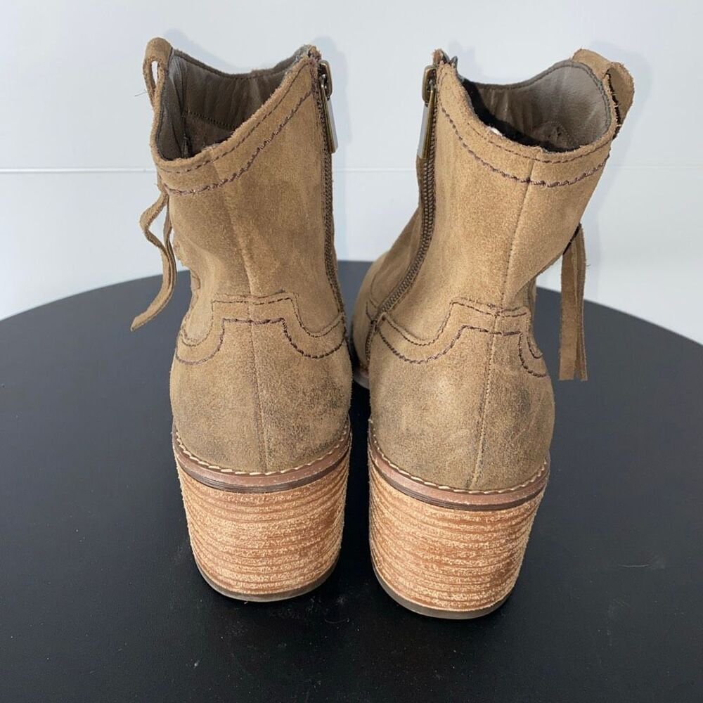 Earth Irene Round Toe Block Heel Ankle Boots Brown Genuine Leather Sz 11 - Picture 5 of 14